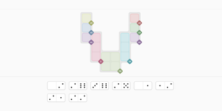 A heart-shaped domino puzzle board with colorful regions and constraint labels, with domino pieces below ready to be placed.